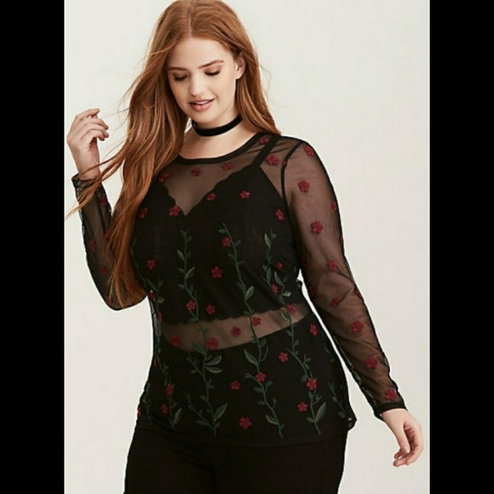 Torrid Floral Mesh Shirt